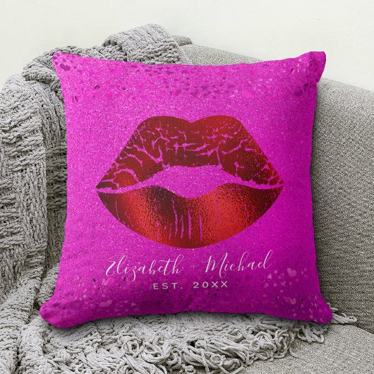 Mooi Chic Rode Folie Lippen Roze Glitters Aangepas Kussen