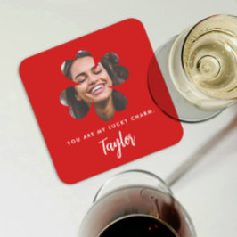 Mooi Chic Rode Lucky In Love Ierse Shamrock Foto Kartonnen Onderzetters