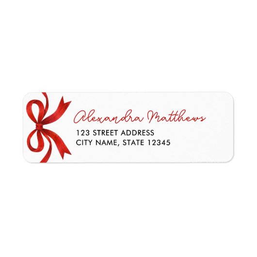 Mooi chic rode strik kerst adres etiket (Voorkant)