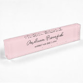 Mooi chic roze met zwarte script kantoor naambordje