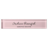 Mooi chic roze met zwarte script kantoor naambordje (Voorkant)