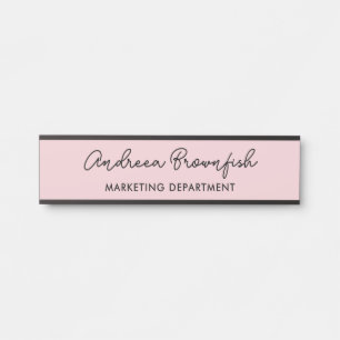 Mooi chic roze zwart moderne script kantoor deurbordje