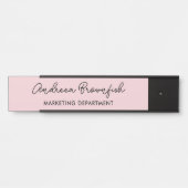 Mooi chic roze zwart moderne script kantoor deurbordje (Voorkant)