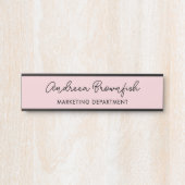 Mooi chic roze zwart moderne script kantoor deurbordje (Voorkant)