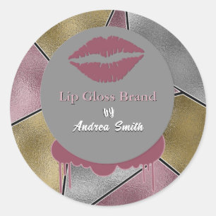 Mooi Classy Lip Gloss Logo Cosmetisch Merk Ronde Sticker