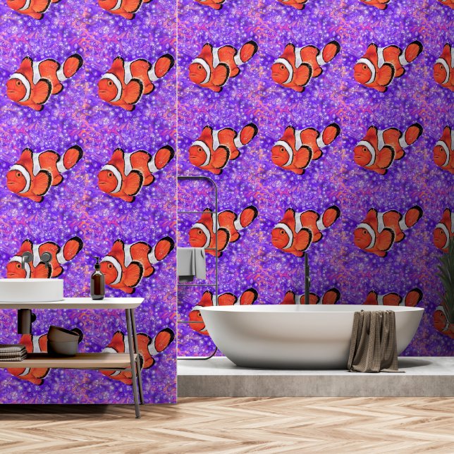 Mooi Clownfish schilderij Behang (Badkamer)