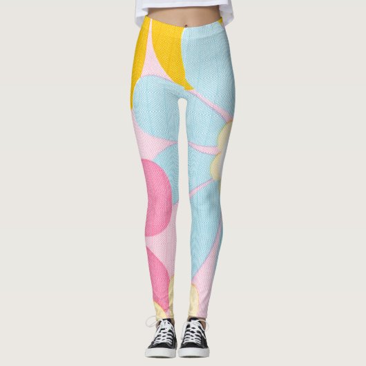 Mooi cool gekleurd bloemontwerp leggings (Voorkant)