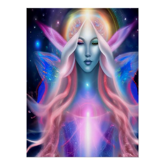 Mooi Cosmic Angel Goddess Glossy Poster (Voorkant)