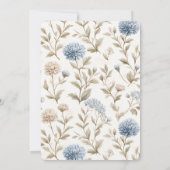 Mooi Crème Blauwe Bloemen Bruidsdouche   Kaart (Achterkant)