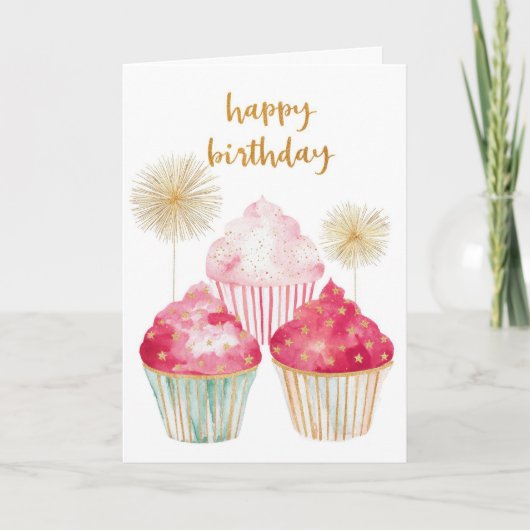 Mooi Cupcake Verjaardag Kaart (Voorkant)