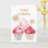 Mooi Cupcake Verjaardag Kaart (Gele Bloem)