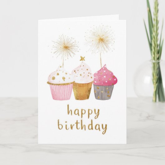 Mooi Cupcake Verjaardag Kaart (Voorkant)