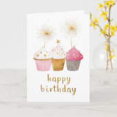 Mooi Cupcake Verjaardag Kaart (Gele Bloem)
