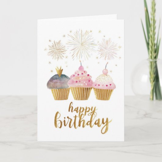Mooi Cupcake Verjaardag Kaart (Voorkant)