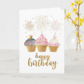 Mooi Cupcake Verjaardag Kaart (Gele Bloem)