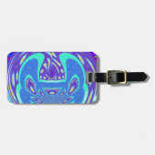 Mooi cyaan blauw caleidoscoop vector art ontwerp bagagelabel (Voorkant horizontaal)