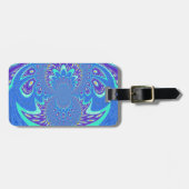 Mooi cyaan blauw caleidoscoop vector art ontwerp bagagelabel (Voorkant horizontaal)