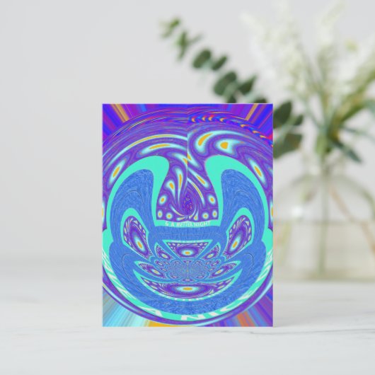 Mooi cyaan blauw caleidoscoop vector art ontwerp briefkaart (Staand voorkant)