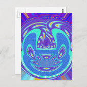 Mooi cyaan blauw caleidoscoop vector art ontwerp briefkaart (Voorkant / Achterkant)