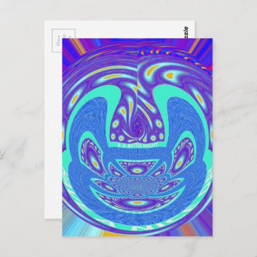 Mooi cyaan blauw caleidoscoop vector art ontwerp briefkaart (Voorkant / Achterkant)