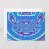 Mooi cyaan blauw caleidoscoop vector art ontwerp briefkaart (Voorkant / Achterkant)