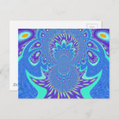 Mooi cyaan blauw caleidoscoop vector art ontwerp briefkaart (Voorkant / Achterkant)