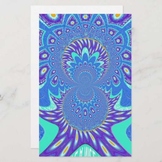 Mooi cyaan blauw caleidoscoop vector art ontwerp briefpapier (Voorkant / Achterkant)