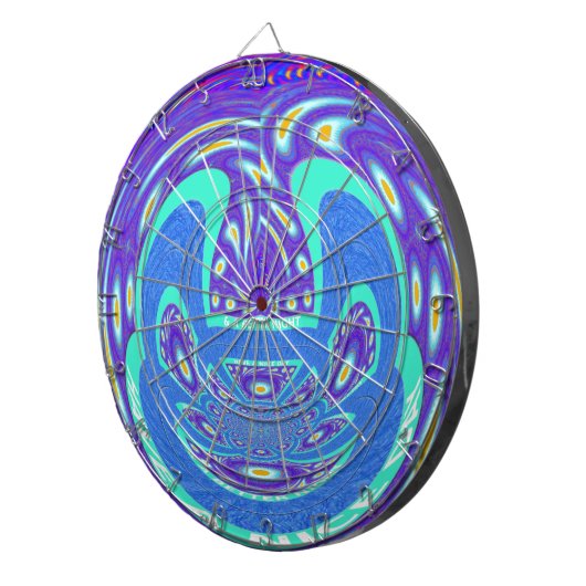 Mooi cyaan blauw caleidoscoop vector art ontwerp dartbord (Voorkant Rechts)