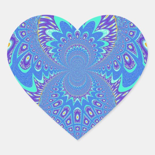 Mooi cyaan blauw caleidoscoop vector art ontwerp hart sticker (Voorkant)