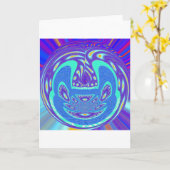 Mooi cyaan blauw caleidoscoop vector art ontwerp kaart (Gele Bloem)