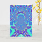 Mooi cyaan blauw caleidoscoop vector art ontwerp kaart (Gele Bloem)