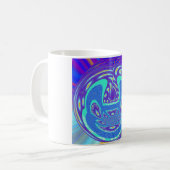 Mooi cyaan blauw caleidoscoop vector art ontwerp koffiemok (Voorkant links)