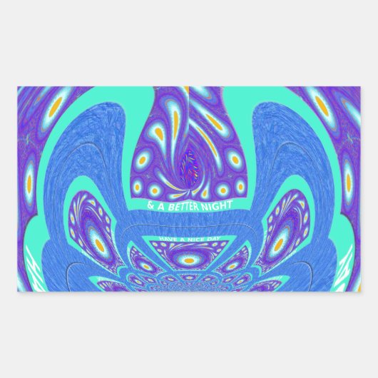 Mooi cyaan blauw caleidoscoop vector art ontwerp rechthoekige sticker (Voorkant)