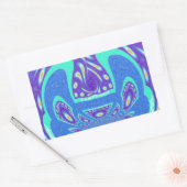 Mooi cyaan blauw caleidoscoop vector art ontwerp rechthoekige sticker (Envelop)