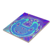 Mooi cyaan blauw caleidoscoop vector art ontwerp tegeltje (Zijkant)