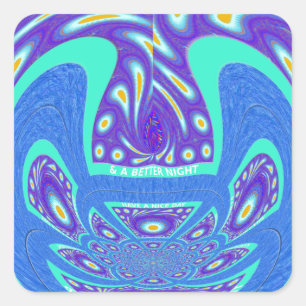 Mooi cyaan blauw caleidoscoop vector art ontwerp vierkante sticker