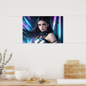 Mooi Cyberpunk Vrouw Portret Poster (Keuken)