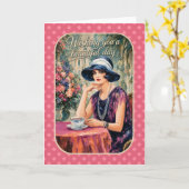 Mooi Dag | Vintage Damesbegroeting Kaart (Gele Bloem)