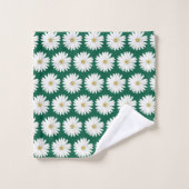 Mooi Daisy Bloempatroon op Hunter Green Bad Handdoek (Wasdoekje)