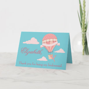 Mooi Dank u bruidsmeisje hete luchtballon Bedankkaart