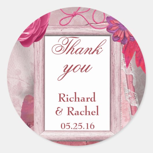 Mooi Dank u Paarse Ronde Sticker (Voorkant)