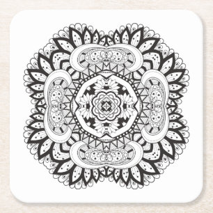 Mooi deco Square Doodle Kartonnen Onderzetters