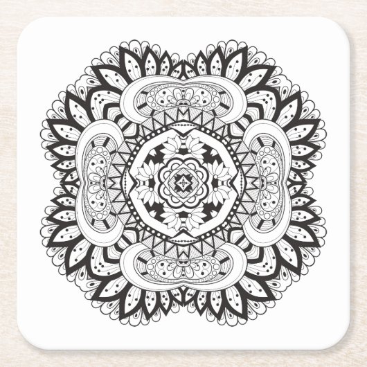 Mooi deco Square Doodle Kartonnen Onderzetters (Voorkant)