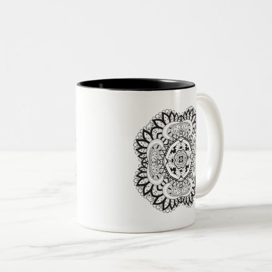 Mooi deco Square Doodle Tweekleurige Koffiemok (Voorkant rechts)