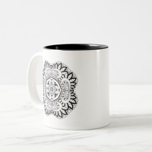 Mooi deco Square Doodle Tweekleurige Koffiemok (Voorkant links)