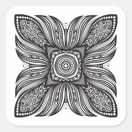 Mooi decor Square Doodle Vierkante Sticker (Voorkant)