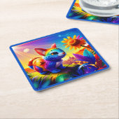 Mooi dier drie kartonnen onderzetters (Schuin)