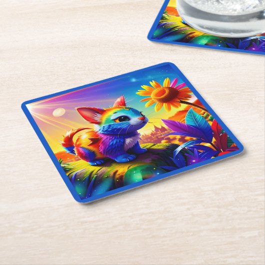 Mooi dier drie kartonnen onderzetters (Schuin)