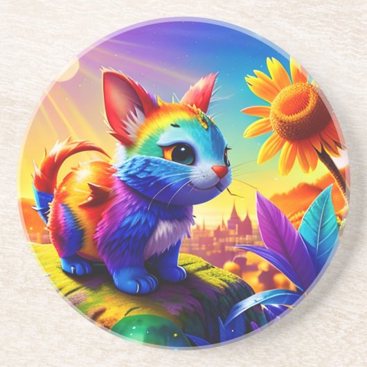 Mooi dier drie zandsteen onderzetter (Voorkant)