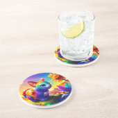 Mooi dier drie zandsteen onderzetter (Zijkant)